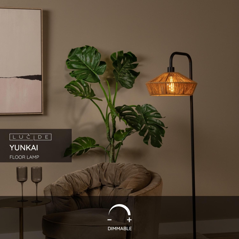 Lucide YUNKAI - Floor lamp - Ø 40 cm - 1xE27 - Natural